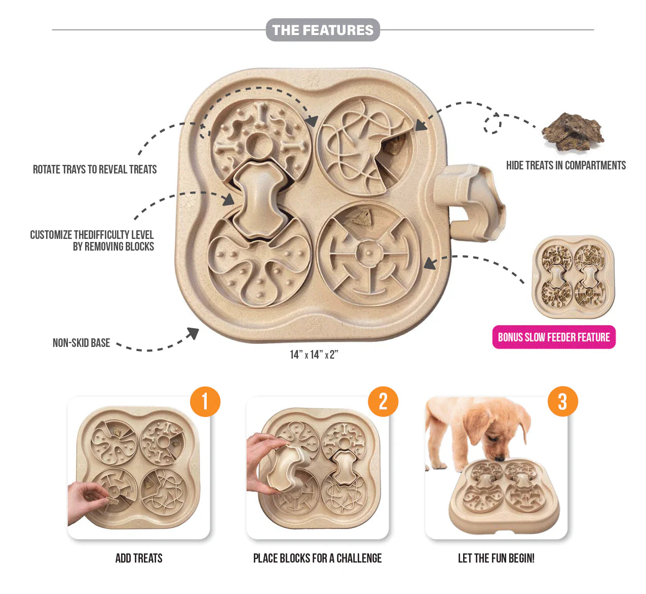 fouFIT™ 2合1 嗅聞拼圖玩具及減速餵食器 2-in-1 Nosework Puzzle Toy & Slow Feeder (14")